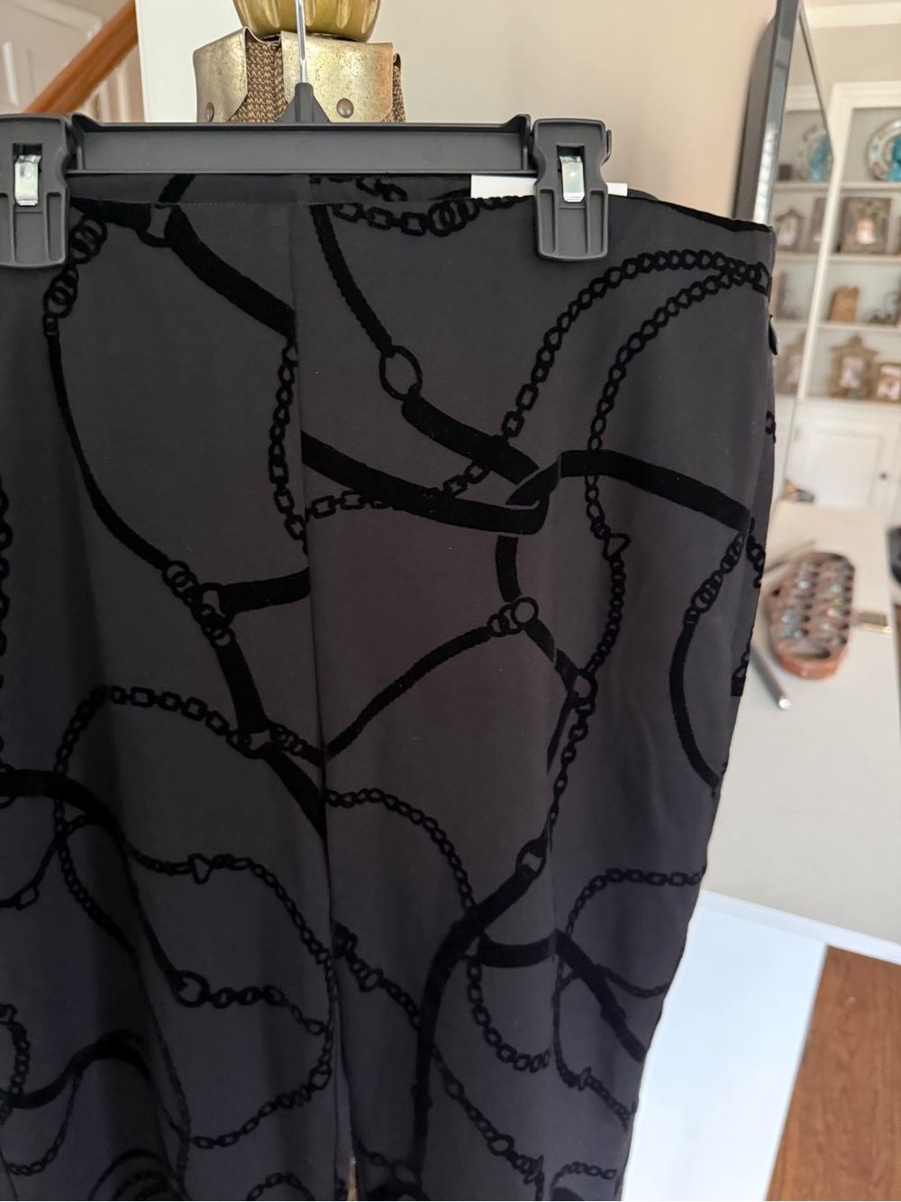 NWT Chicos Juliet Flare Flocked Trouser Pants Velvet Chain 2R 12 equestrian - Picture 6 of 8